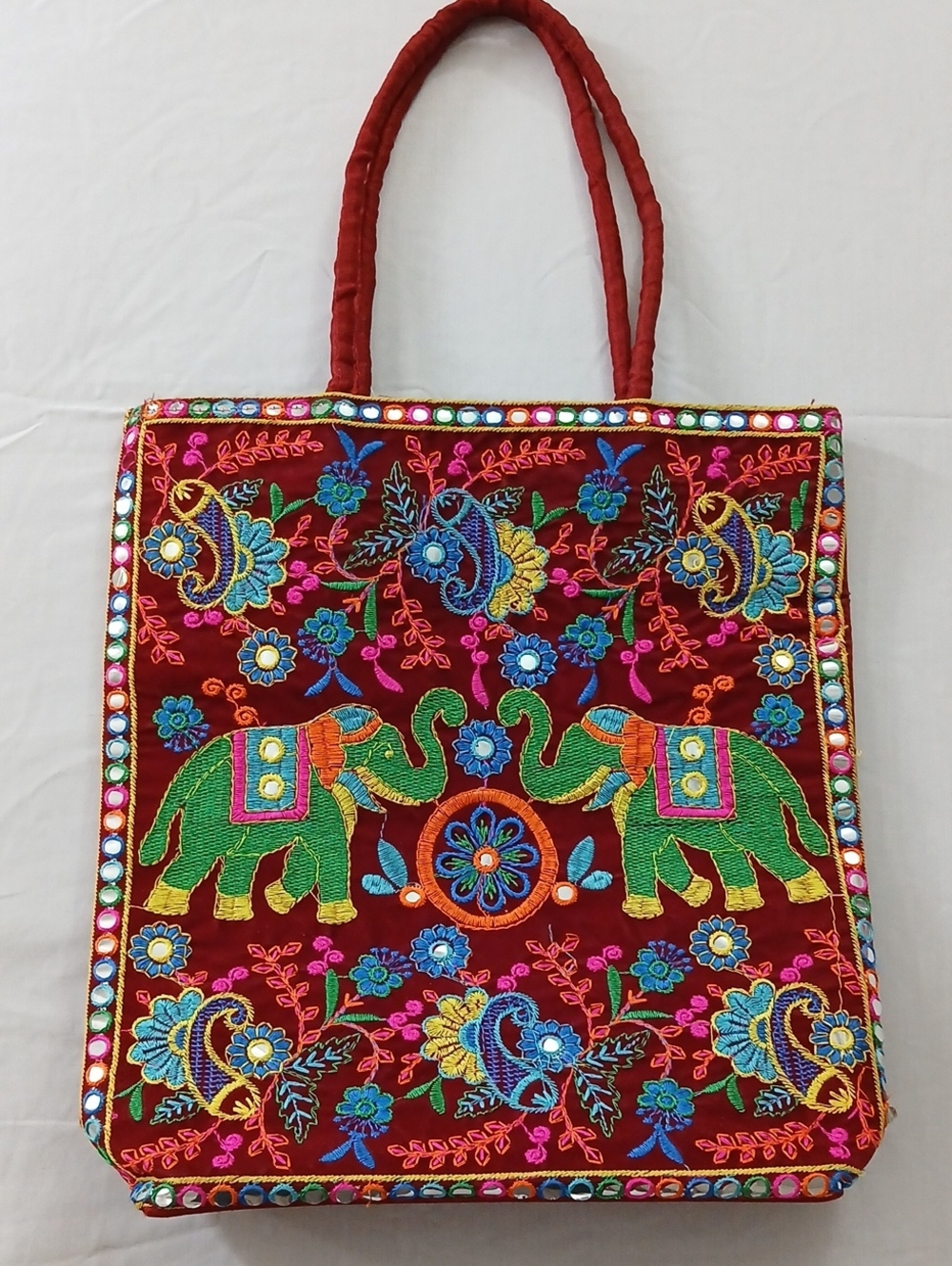 Embroidered Elephant Tote